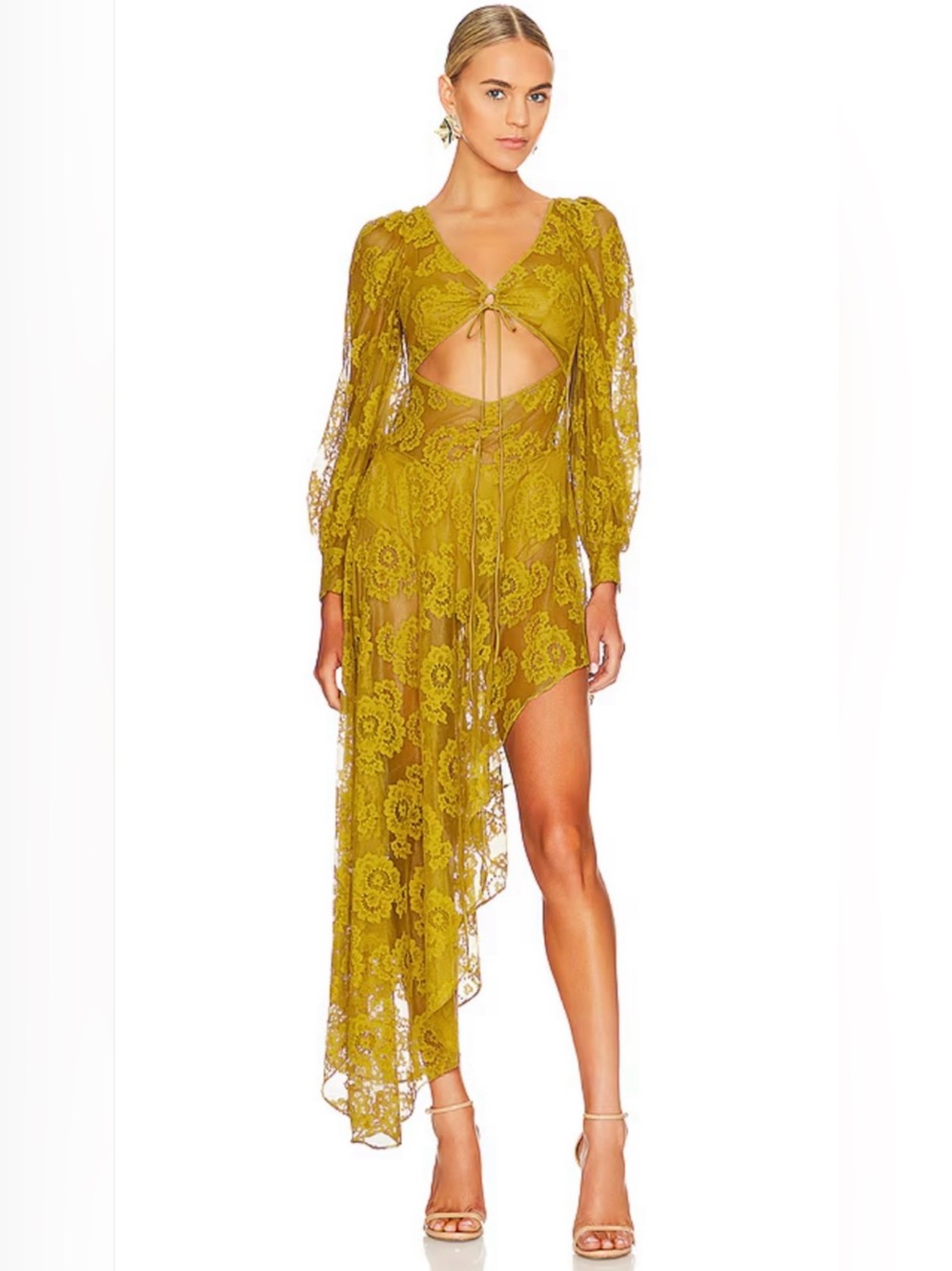 For Love And Lemons Mustard Yellow Floral Lace Dress Size Small NWT
